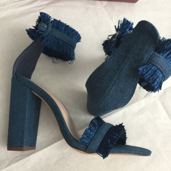 Liliana Denim fridge heeled Sandals - Picture 5 of 6